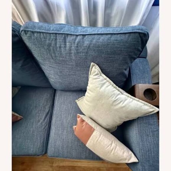 Lovesac Deep Seat Cover Set: Vintage Blue Rained Chenille - Picture 2 of 2